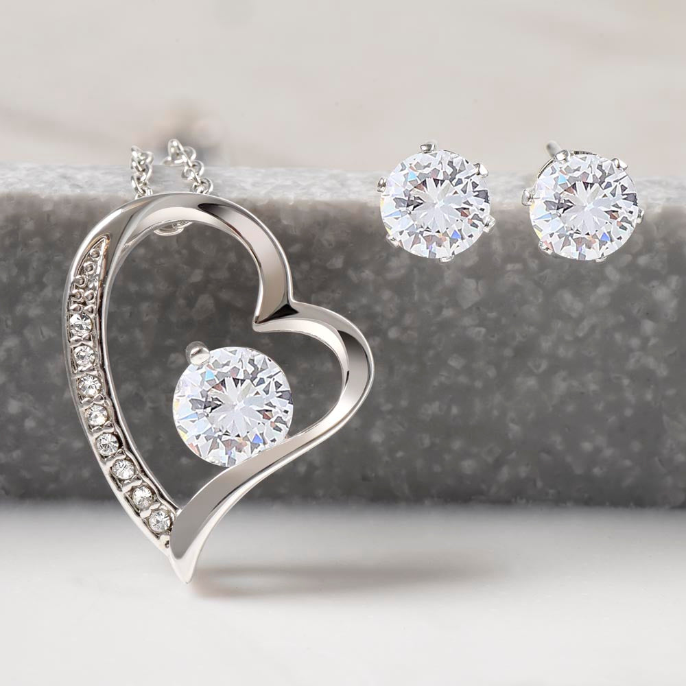 TIMELESS ELEGANCE: FOREVER LOVE NECKLACE & CLEAR CZ EARRINGS - PERFECT GIFTS TO CHERISH MUM