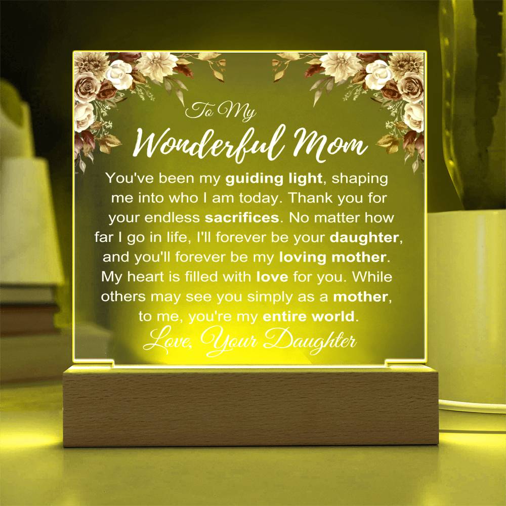 To My Wonderful Mom: Plaque