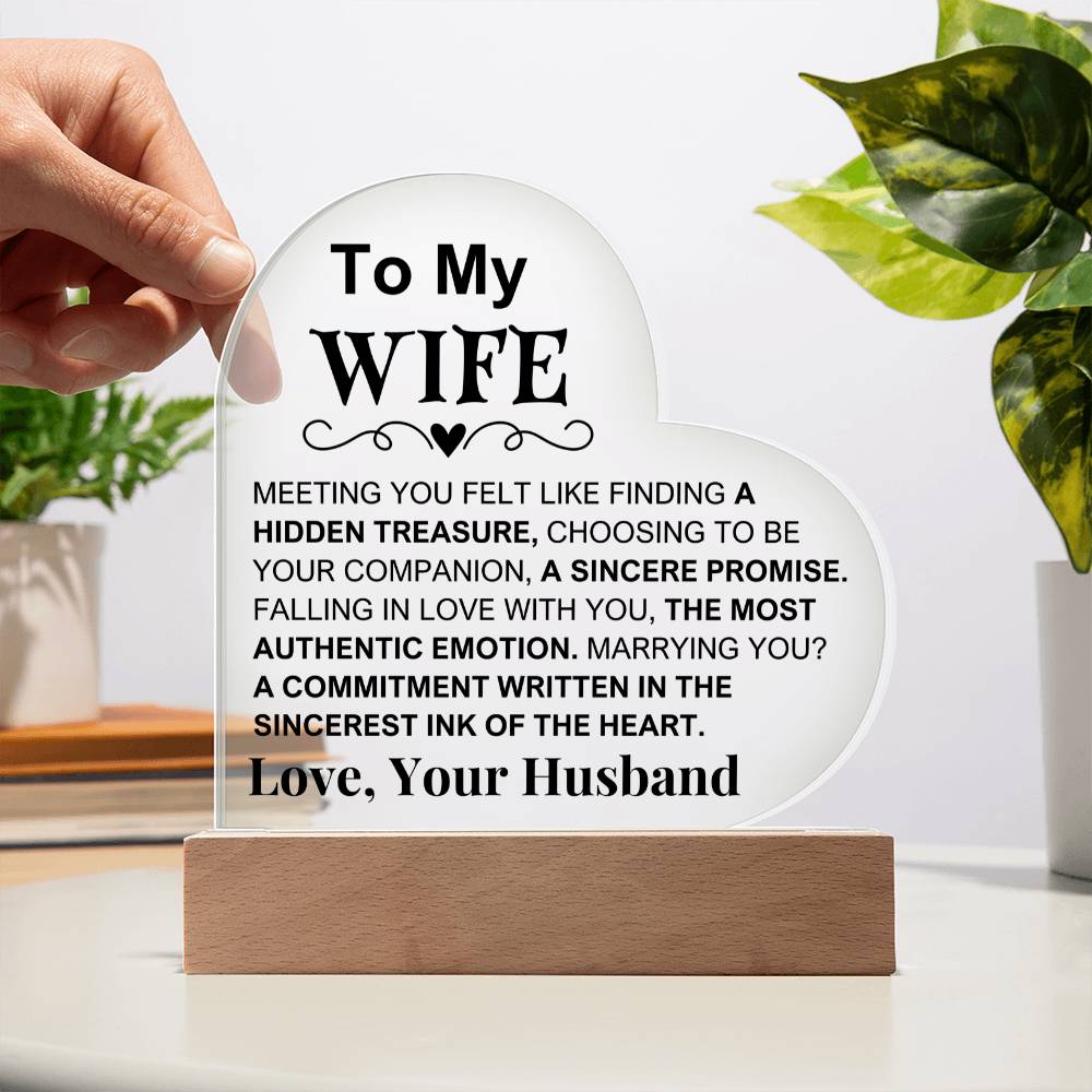 To My Wife: Printed Heart Plaque