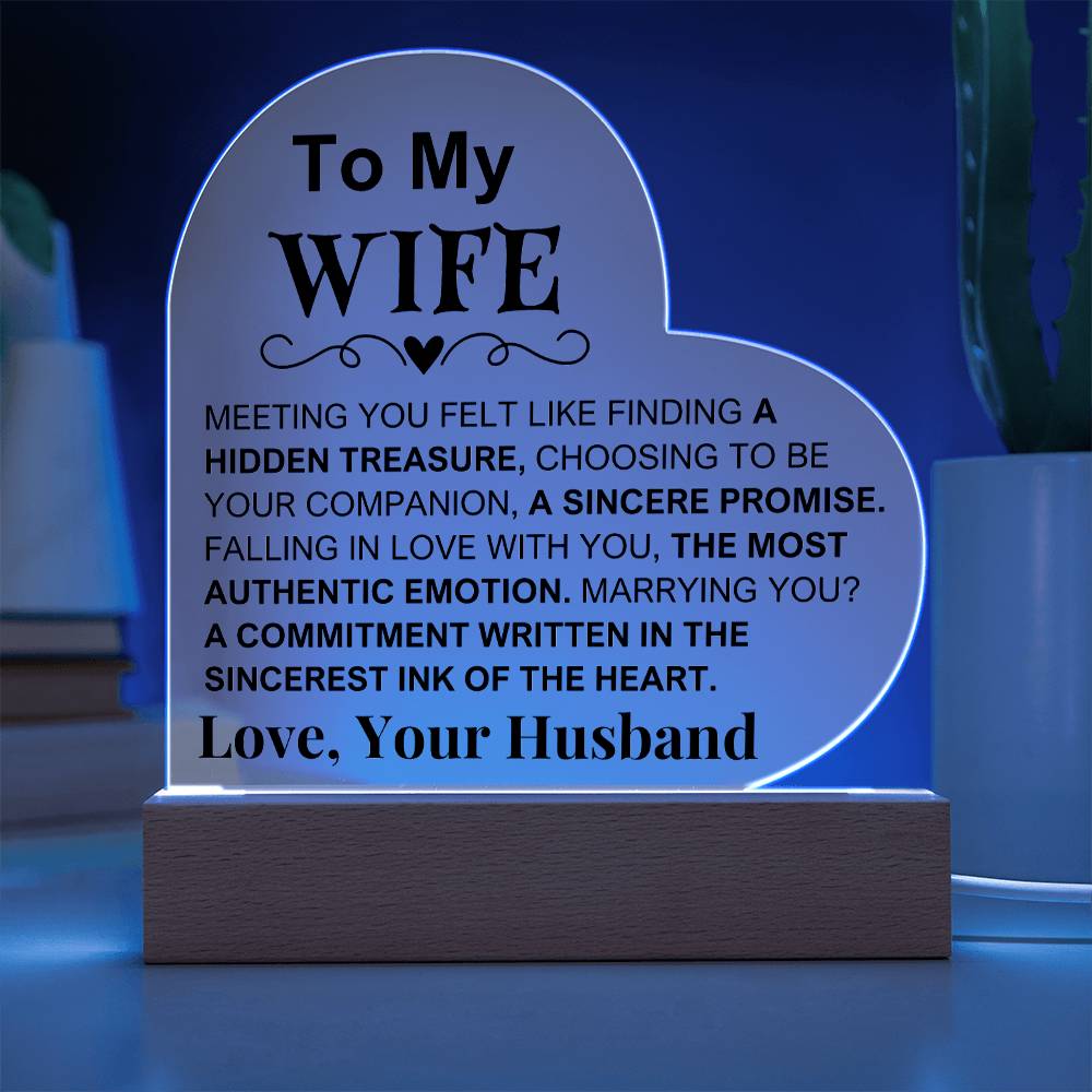To My Wife: Printed Heart Plaque