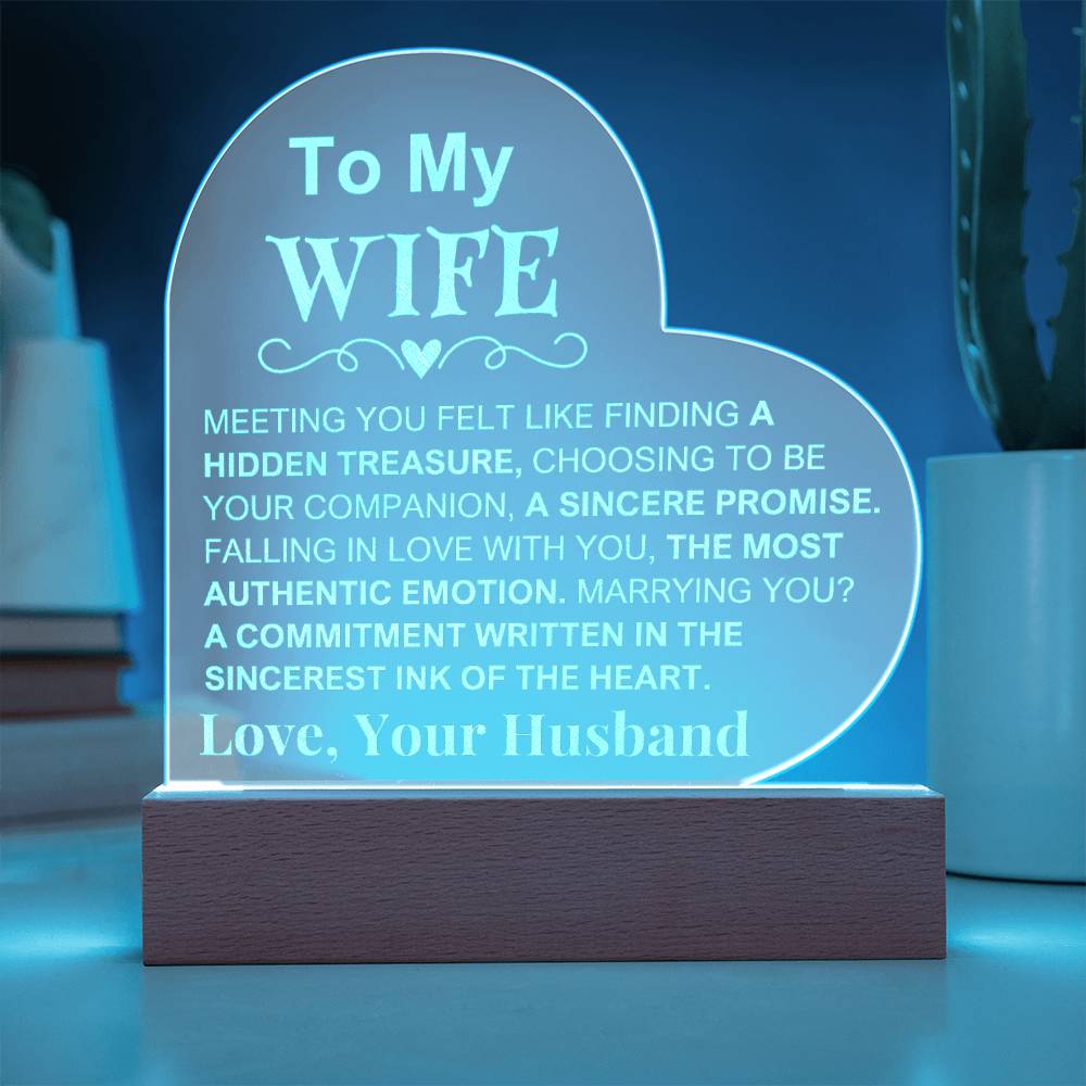To My Wife: Engraved Heart Plaque