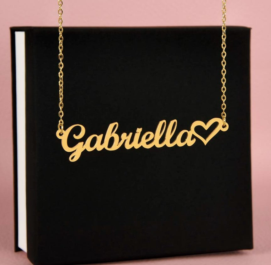 SOULMATE BEATS: PERSONALIZED NAME NECKLACE IN POLISHED STAINLESS STEEL OR 18K YELLOW GOLD FINISH