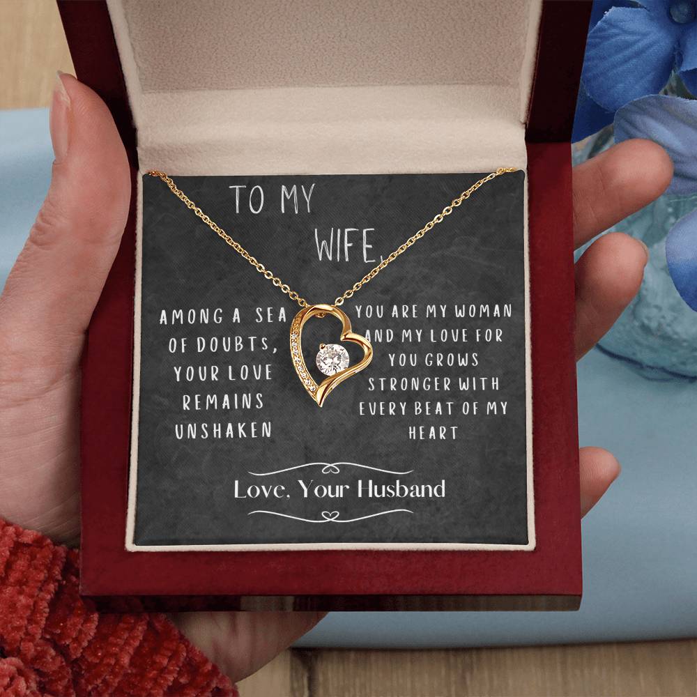 To My Wife:  Forever Love Without a Doubt Necklace