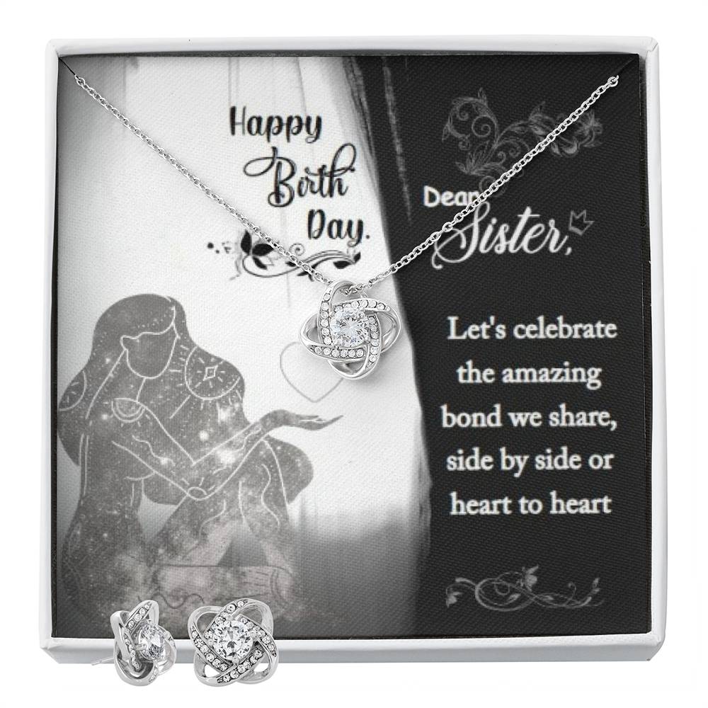 CELEBRATE YOUR SISTER'S BIRTHDAY WITH OUR LOVE KNOT EARRING & NECKLACE BUNDLE