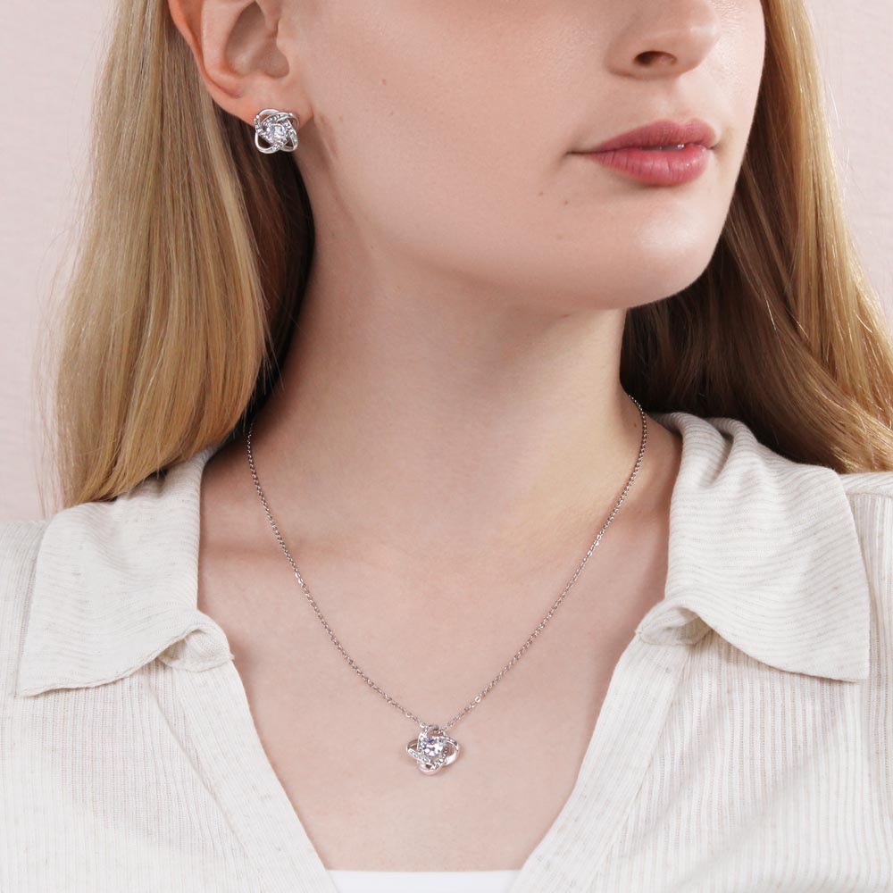 CELEBRATE YOUR SISTER'S BIRTHDAY WITH OUR LOVE KNOT EARRING & NECKLACE BUNDLE