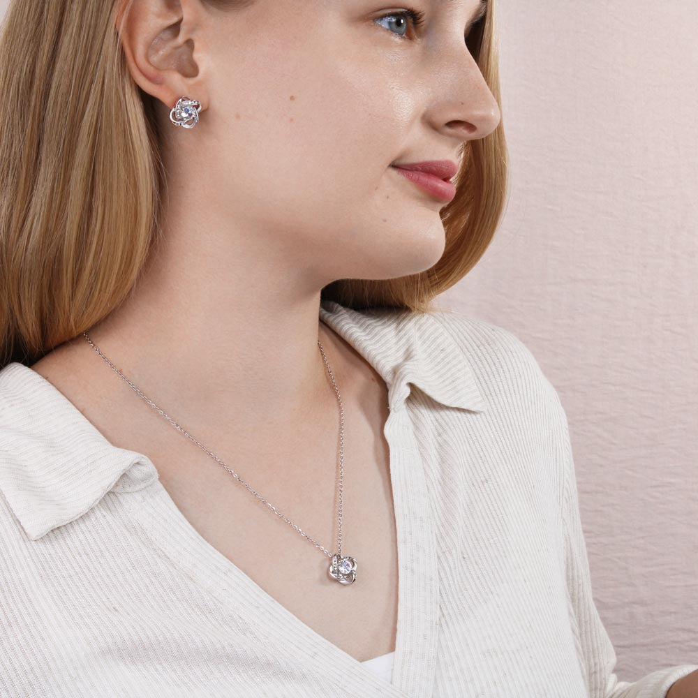 CELEBRATE YOUR SISTER'S BIRTHDAY WITH OUR LOVE KNOT EARRING & NECKLACE BUNDLE