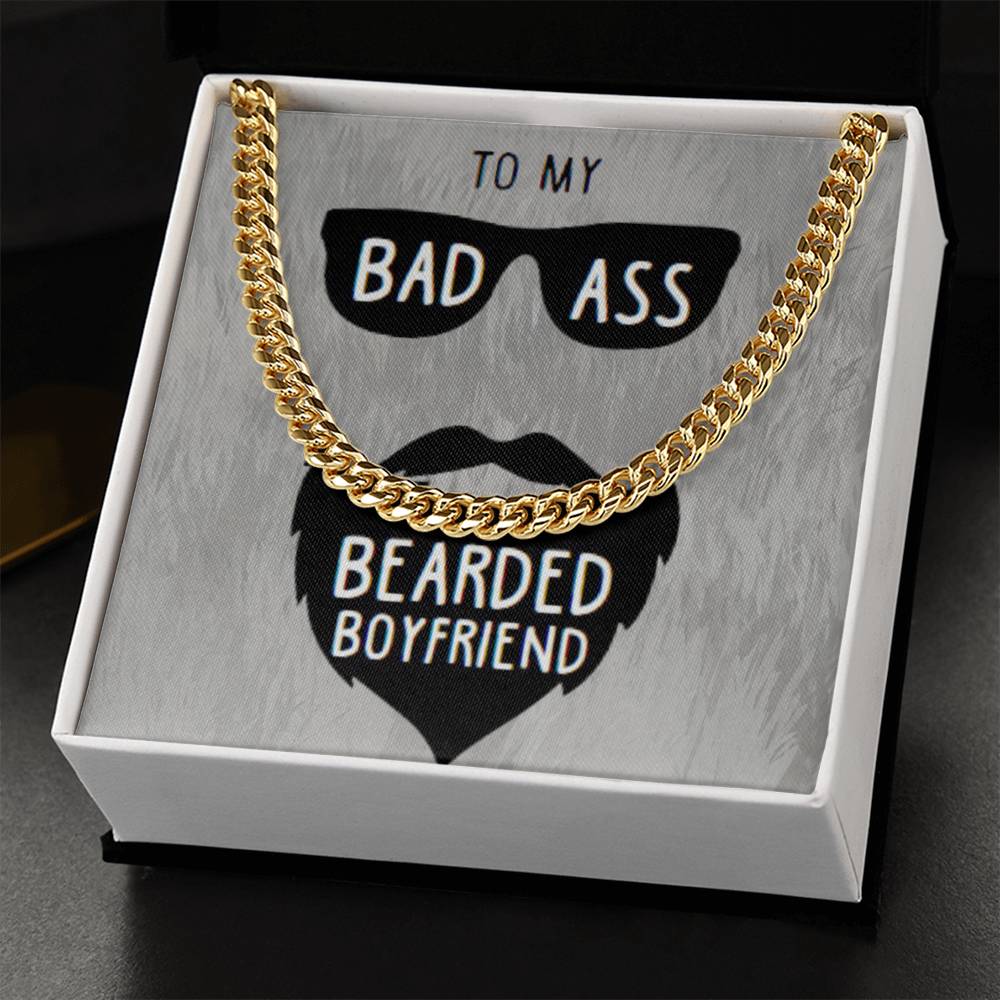 BEARDED BOYFRIEND: CUBAN CHAIN NECKLACE IN STAINLESS STEEL OR 14K YELLOW GOLD