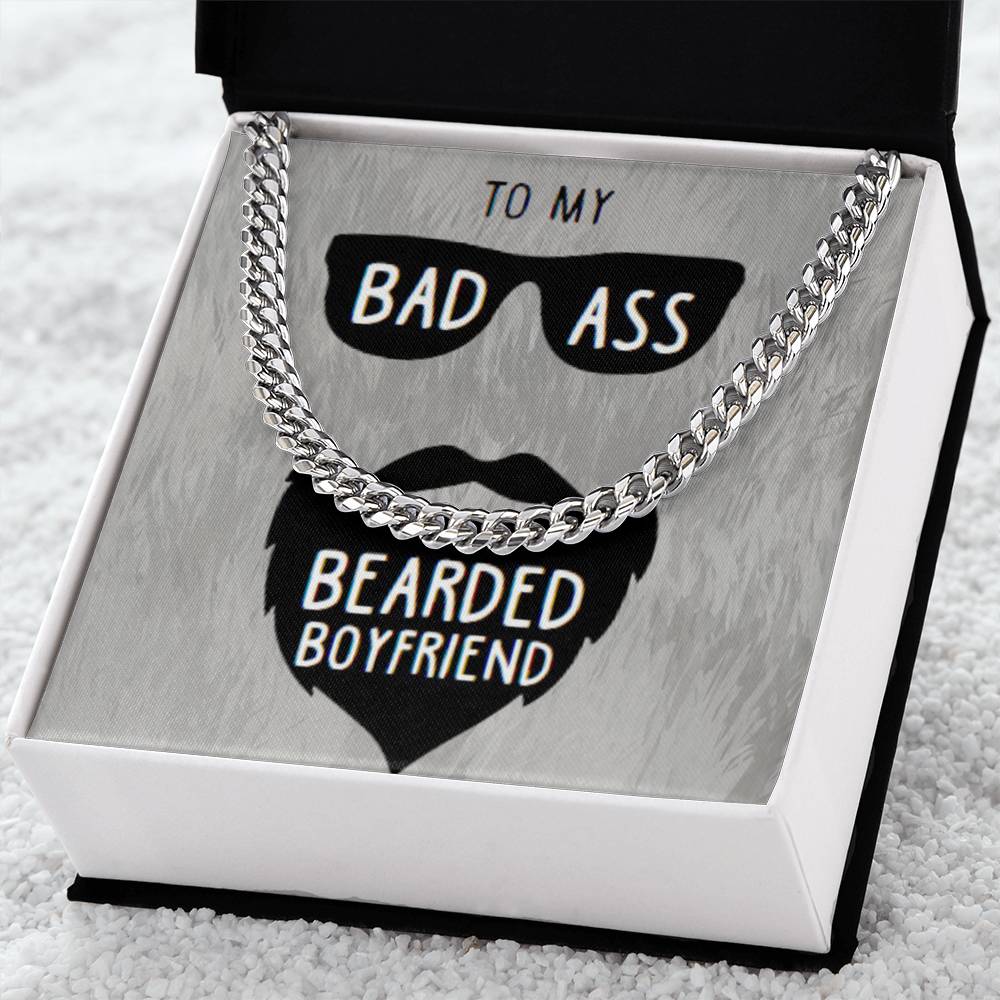 BEARDED BOYFRIEND: CUBAN CHAIN NECKLACE IN STAINLESS STEEL OR 14K YELLOW GOLD