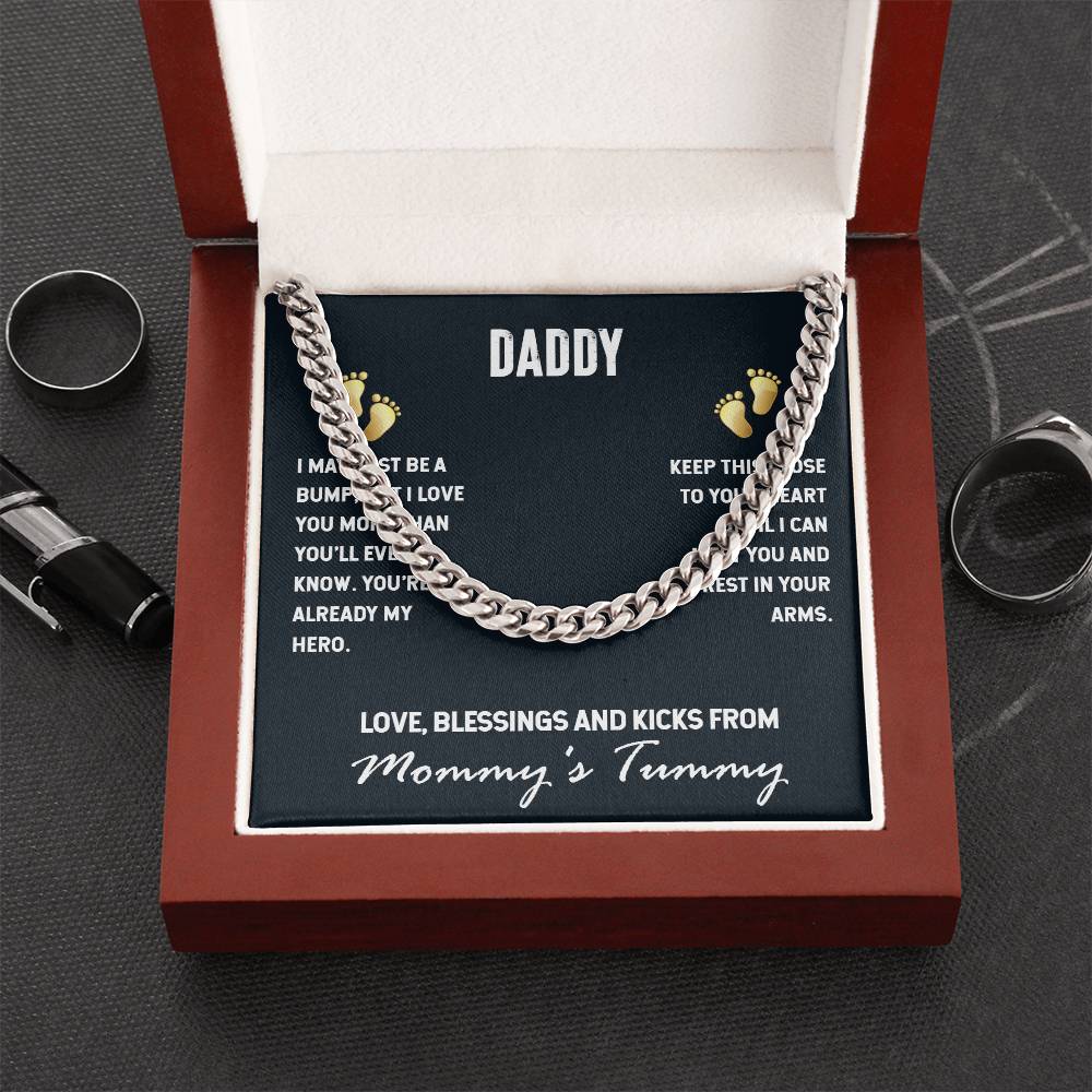 DADDY TO BE: SUPRISE HIM  WITH A PREIMIUM CUBAN LINK CHAIN GIFT SET (SILVER & GOLD)