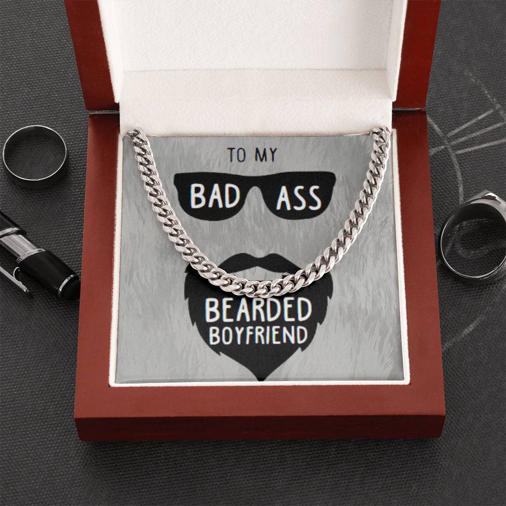 BEARDED BOYFRIEND: CUBAN CHAIN NECKLACE IN STAINLESS STEEL OR 14K YELLOW GOLD