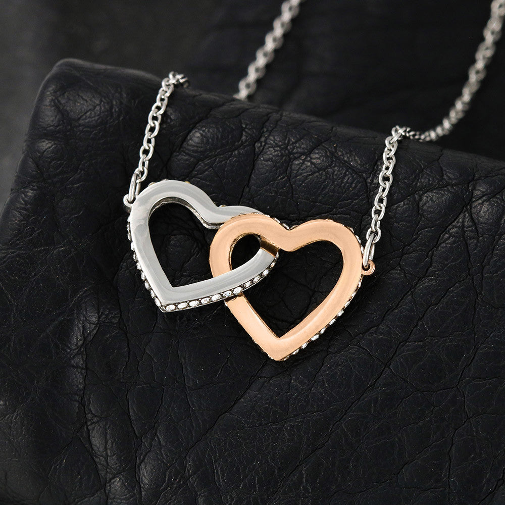 ETERNAL SISTERLY BOND: INTERLOCKING HEART NECKLACE (WHITE & GOLD FINISH)