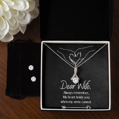 Radiant Set for Wife: Alluring Beauty Necklace & Cubic Zirconia Earrings