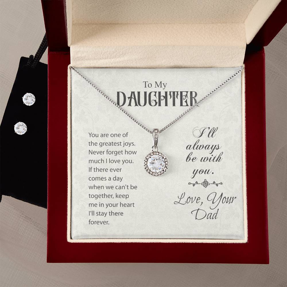 DAD TO DAUGHTER: ETERNAL HOPE NECKLACE AND CLEAR CZ EARRINGS SET!