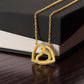 GIFT FOR HER: INTERLOCKING HEARTS NECKLACE- ROSE GOLD OR 18K YELLOW GOLD CZ CRYSTALS"