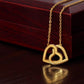 GIFT FOR HER: INTERLOCKING HEARTS NECKLACE- ROSE GOLD OR 18K YELLOW GOLD CZ CRYSTALS"