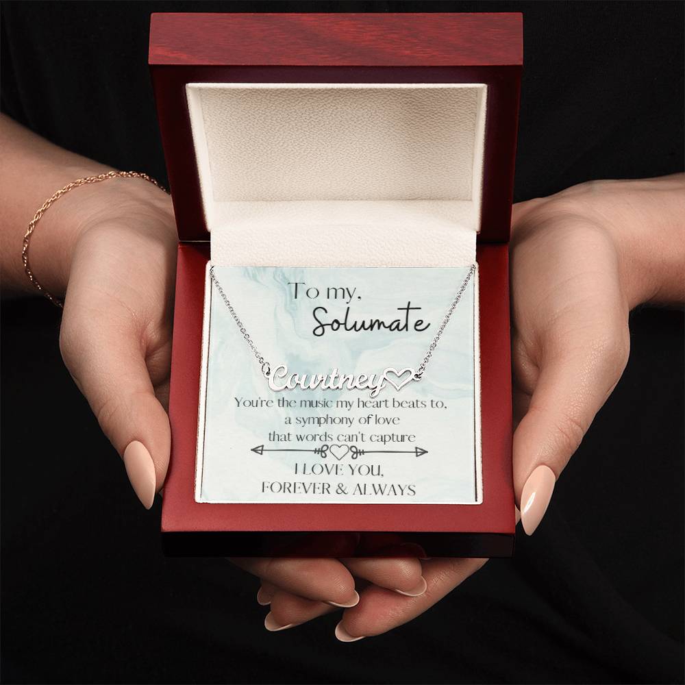 SOULMATE BEATS: PERSONALIZED NAME NECKLACE IN POLISHED STAINLESS STEEL OR 18K YELLOW GOLD FINISH