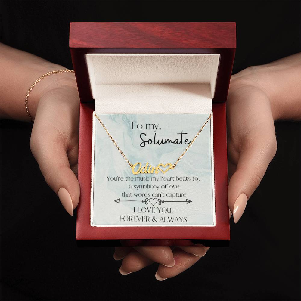 SOULMATE BEATS: PERSONALIZED NAME NECKLACE IN POLISHED STAINLESS STEEL OR 18K YELLOW GOLD FINISH