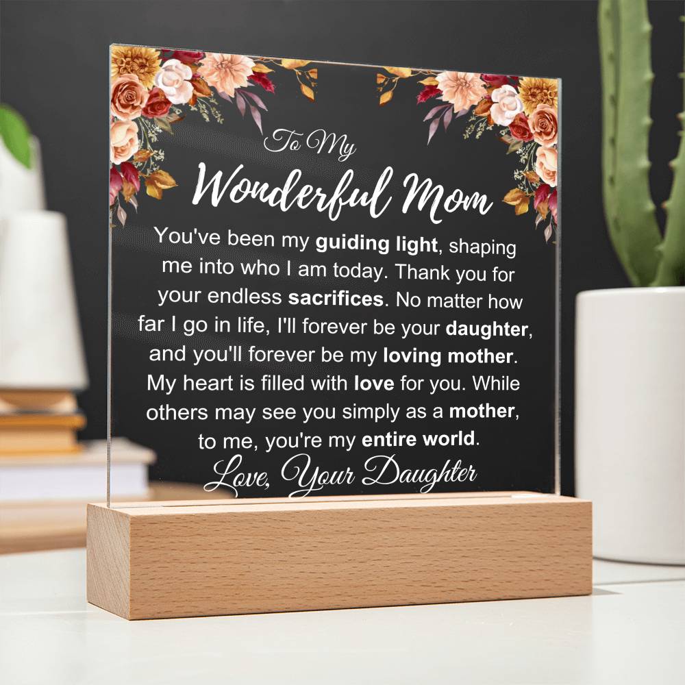 To My Wonderful Mom: Plaque