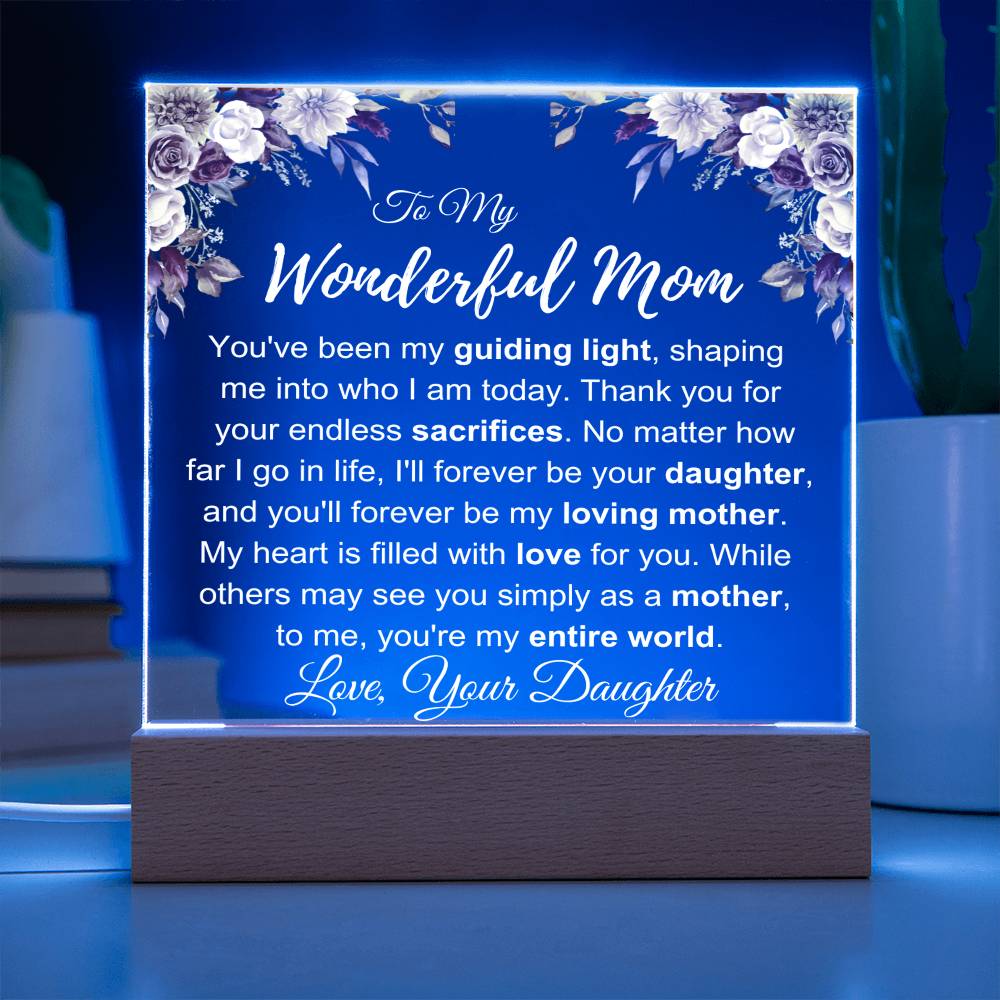 To My Wonderful Mom: Plaque