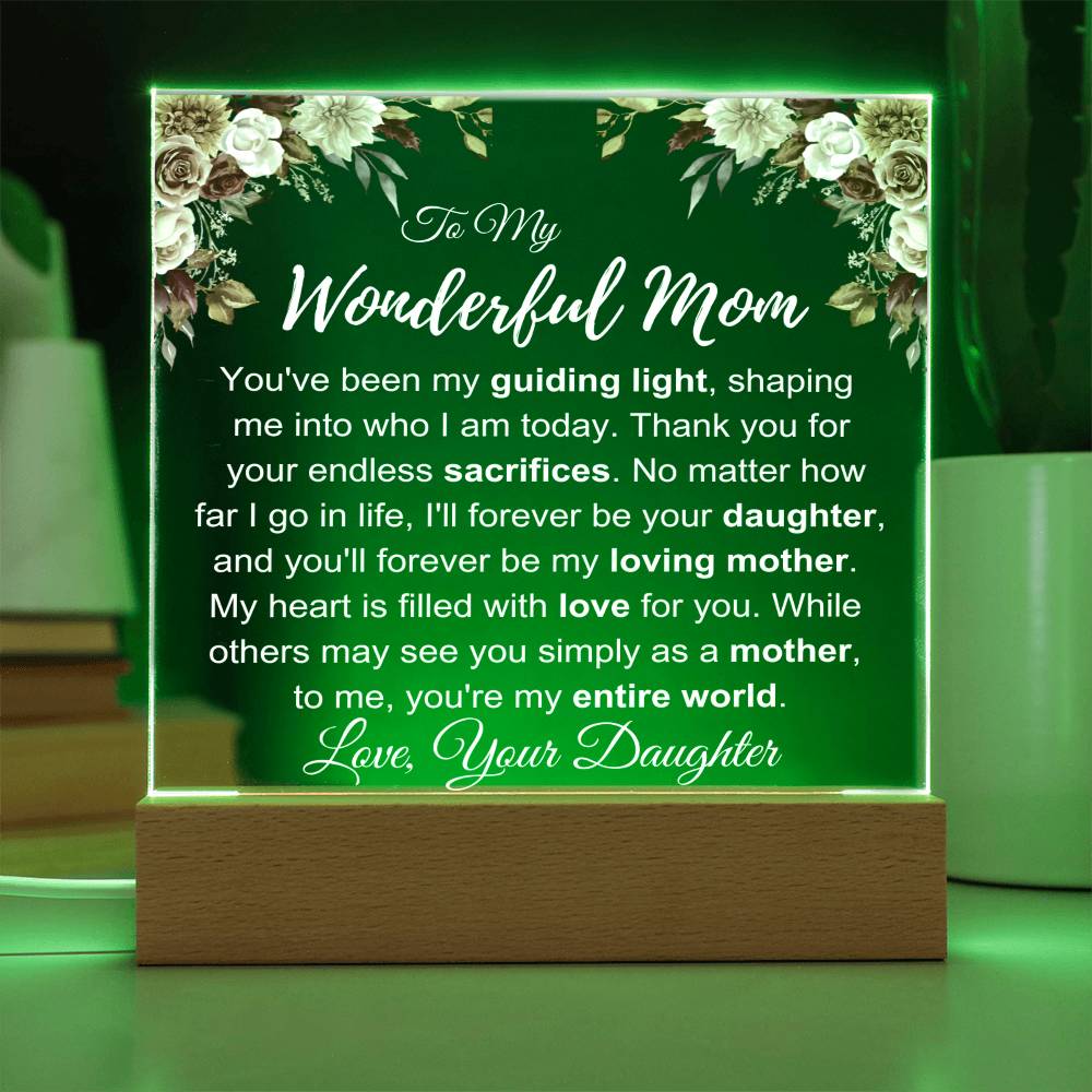 To My Wonderful Mom: Plaque