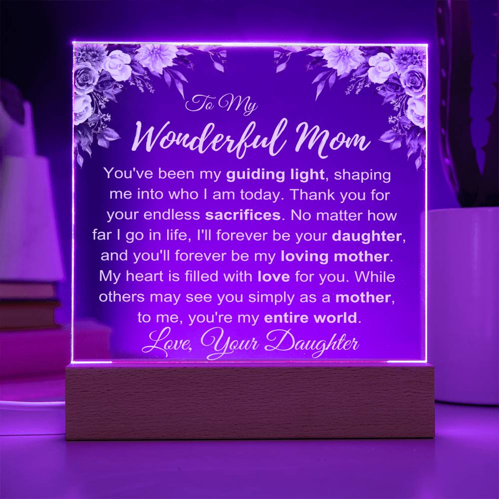 To My Wonderful Mom: Plaque