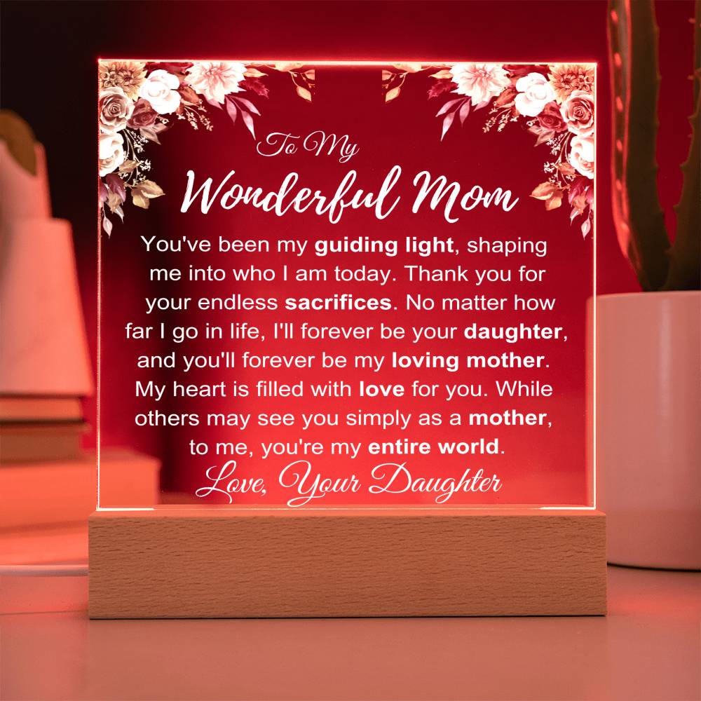 To My Wonderful Mom: Plaque