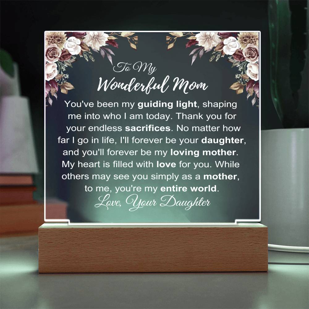 To My Mom: Plaque