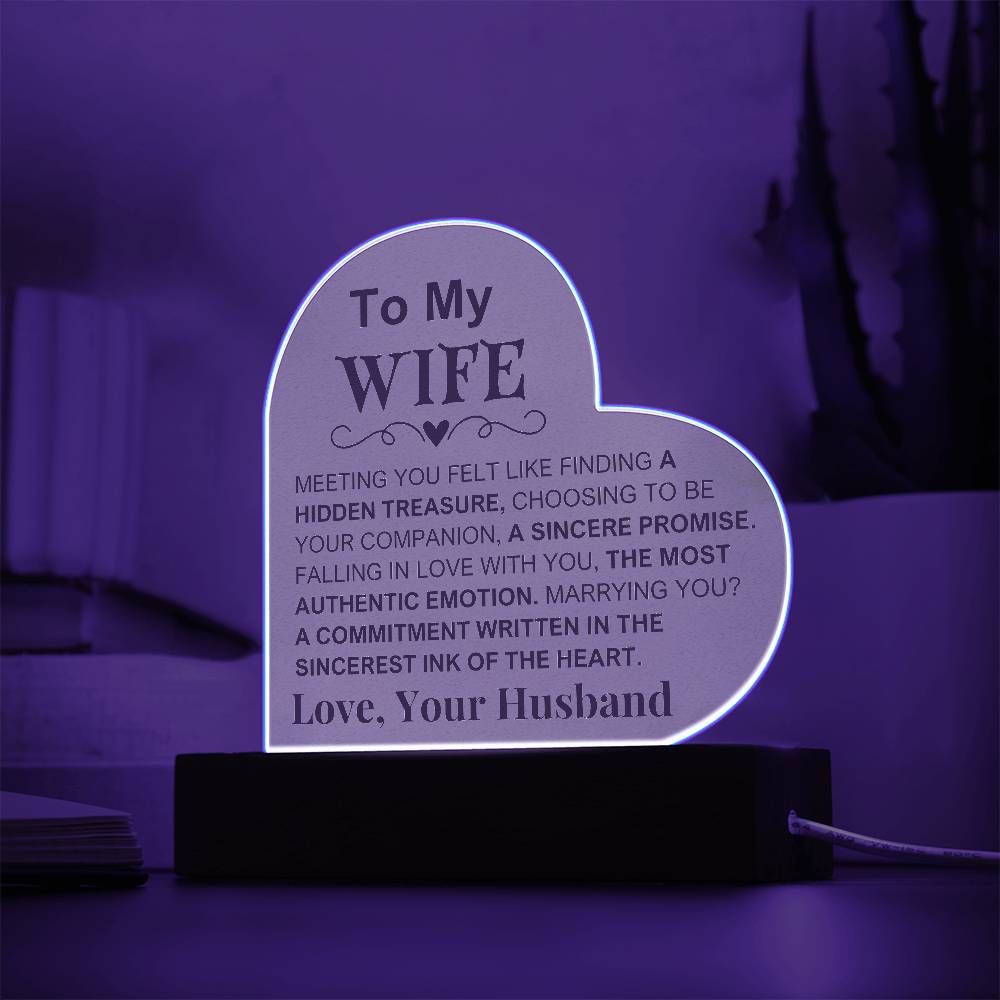 To My Wife: Printed Heart Plaque