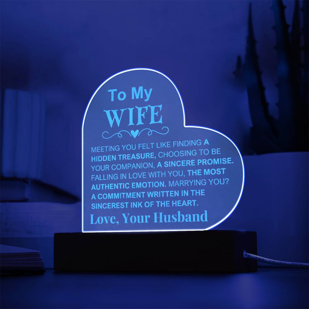 To My Wife: Engraved Heart Plaque