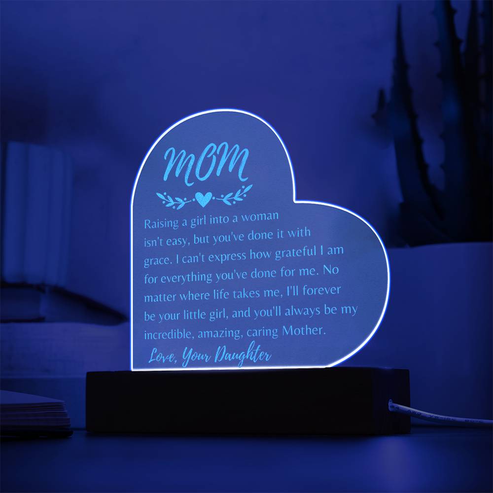 To My Mom: Engraved Heart Plaque