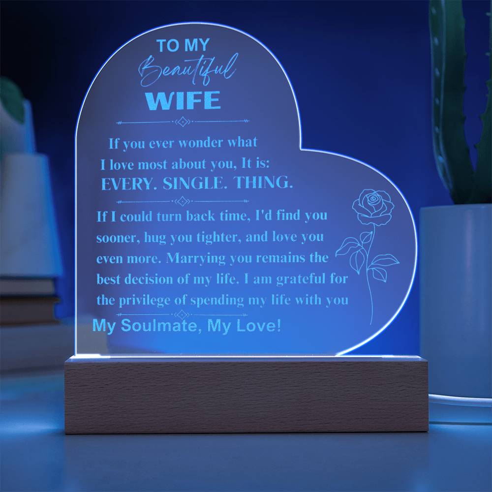 To My Beautiful Wife: Engraved Heart Plaque