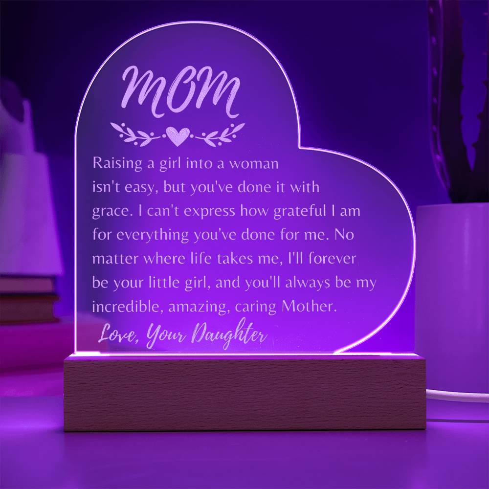 To My Mom: Engraved Heart Plaque