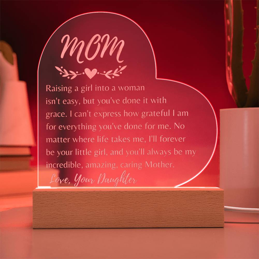 To My Mom: Engraved Heart Plaque