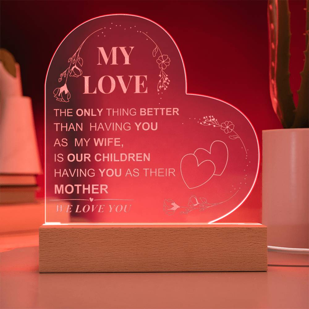 WE LOVE YOU: Engraved LED Heart Plaque