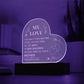 WE LOVE YOU: Engraved LED Heart Plaque