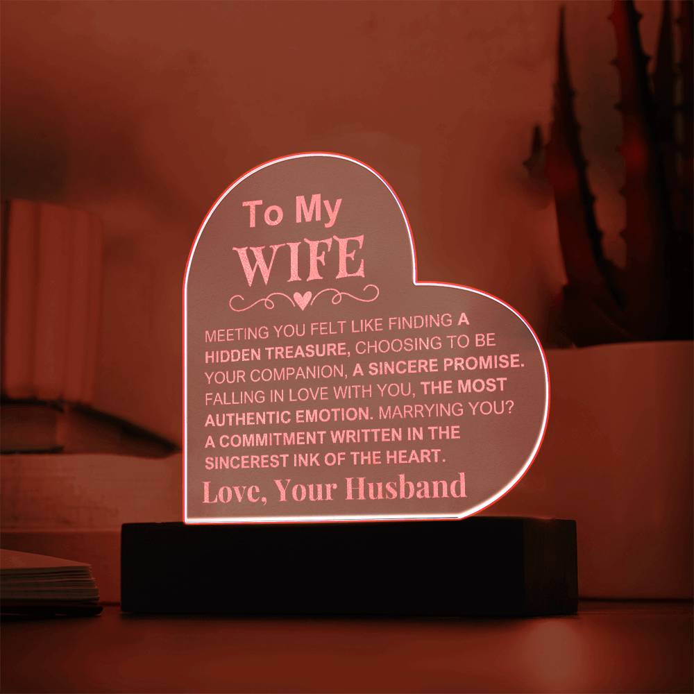 To My Wife: Engraved Heart Plaque