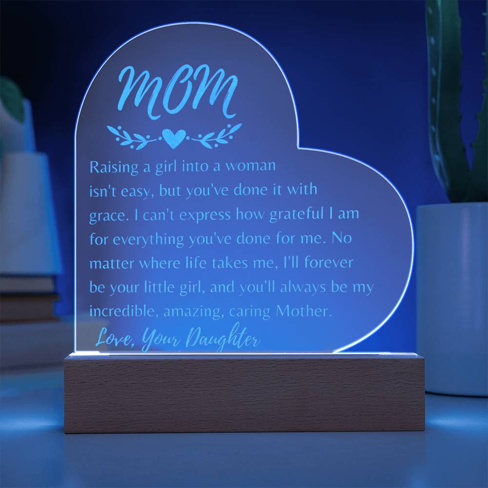 To My Mom: Engraved Heart Plaque