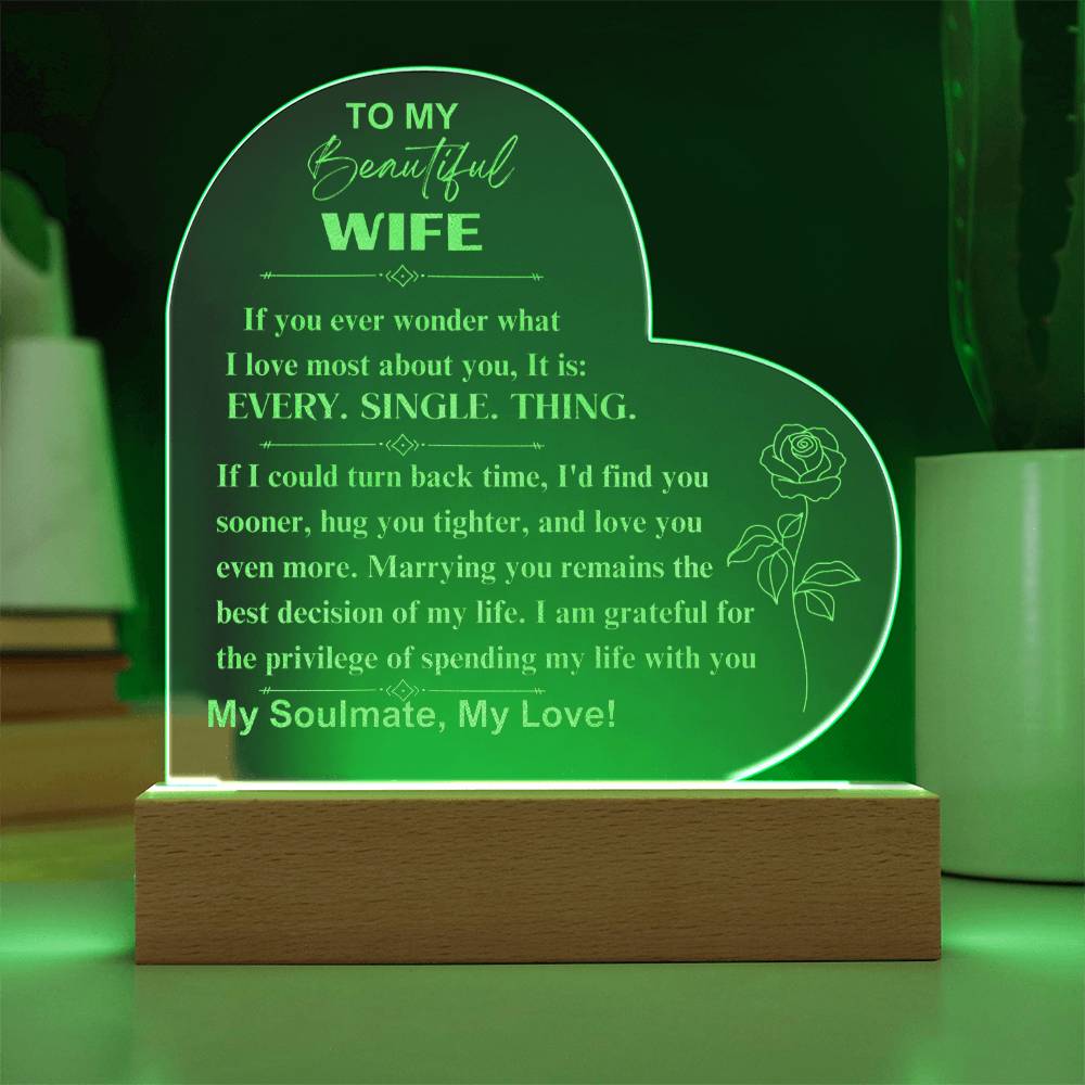 To My Beautiful Wife: Engraved Heart Plaque