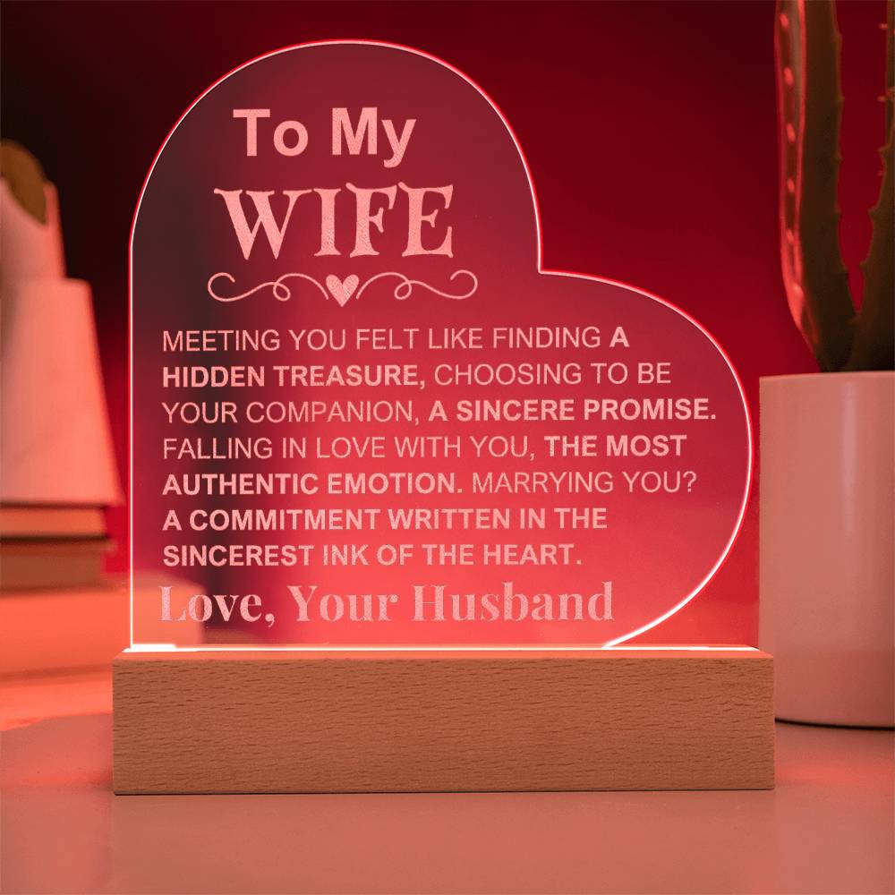 To My Wife: Engraved Heart Plaque