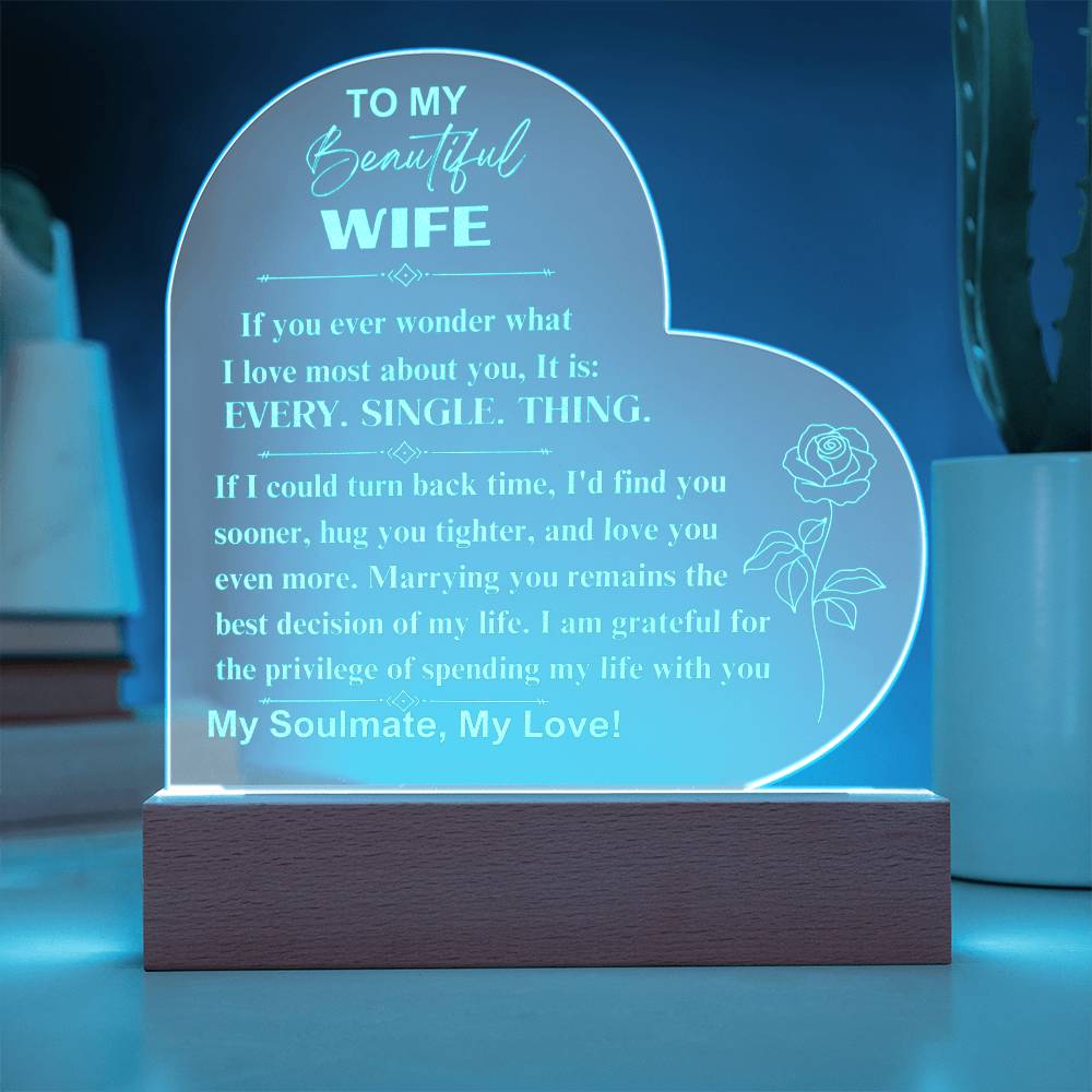 To My Beautiful Wife: Engraved Heart Plaque