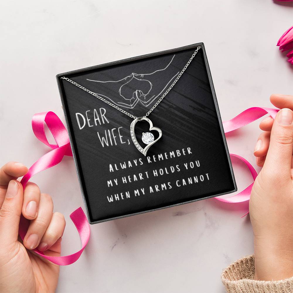 Dear Wife. Heart Held Necklace